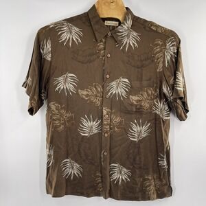 Caribbean‎ Mens Hawaiian Shirt 100% rayon XL brown camp resort